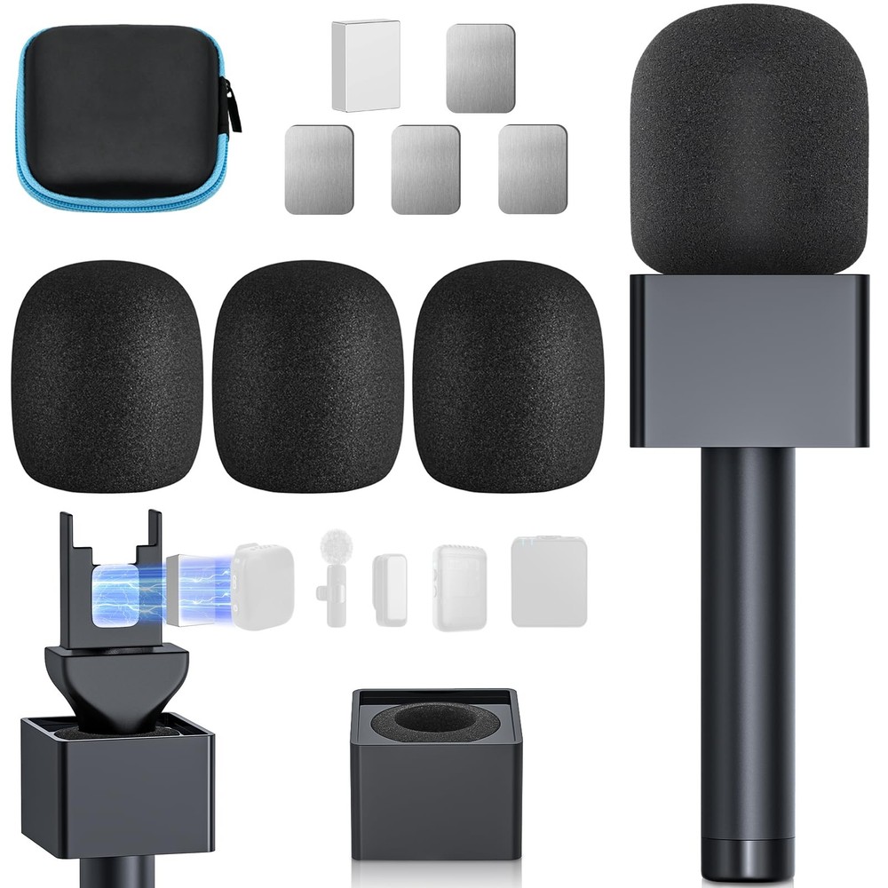 Handheld Adaptor for Interview Mic, Mic Handle Compatible with DJI, Black