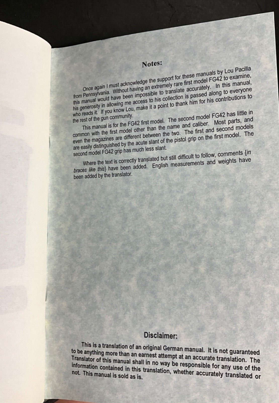 MANUAL FG 42 PART 1 & 2 GERMAN PARACHUTE RIFLEMAN MILITARIA COLLECTIBLE