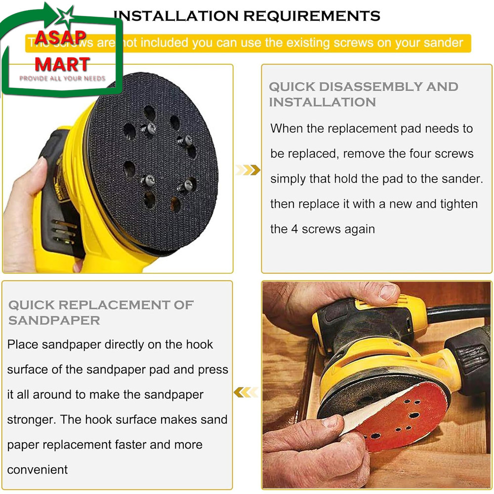 5" 8 Hole Hook and Loop Replacement Sander Pad for Dewalt Random Orbital Sander,