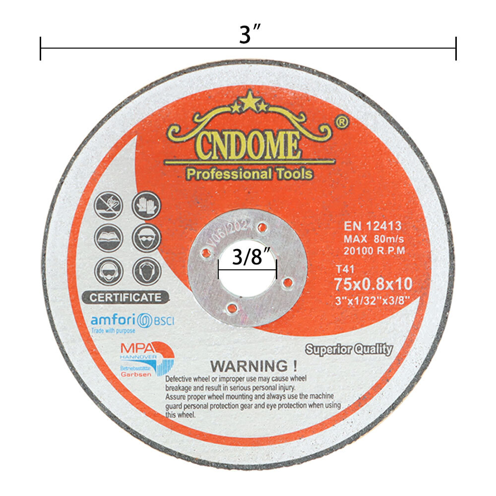 25 Pack 3" x 1/32" x 3/8" Metal & Stainless Steel Cut Off Wheels For Grind Wheel