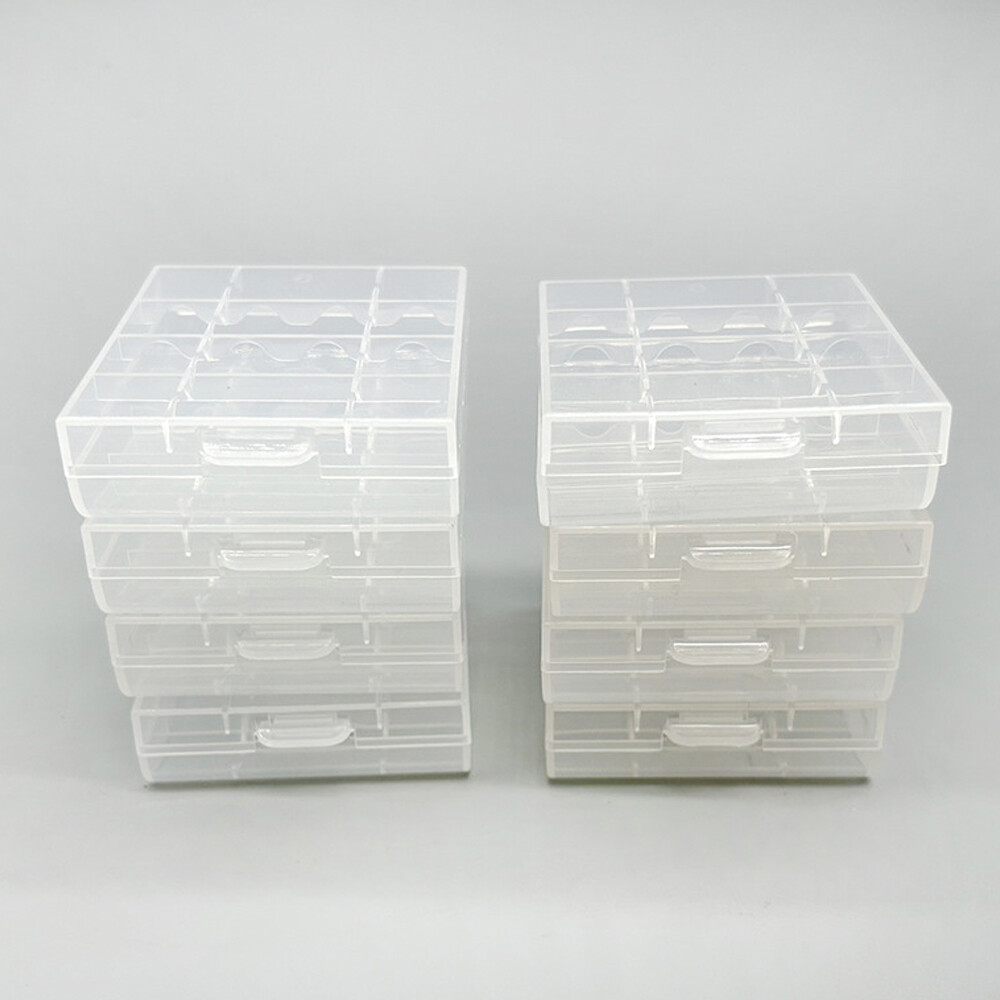 Battery Storage Case for AA/AAA, Battery Holder Box (20 Pack Clear)