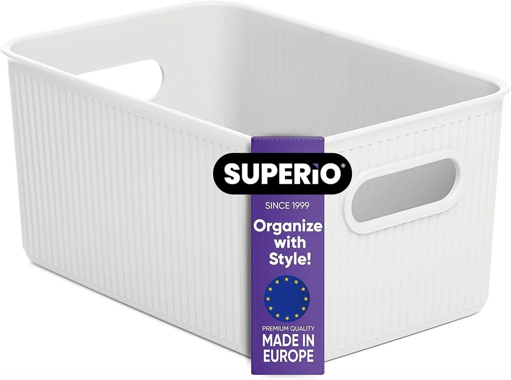 Superio 5L Small Ribbed Storage Bin- Plastic Storage Bin  (1 Pack, White)