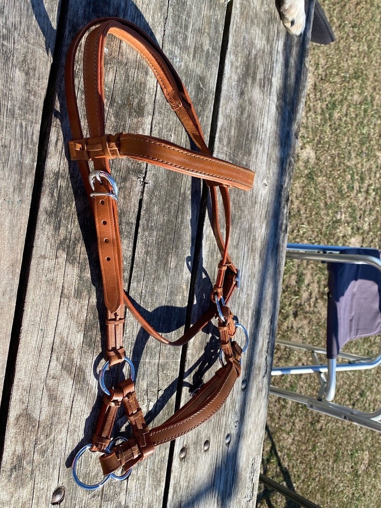 Padded leather Western horse training side pull