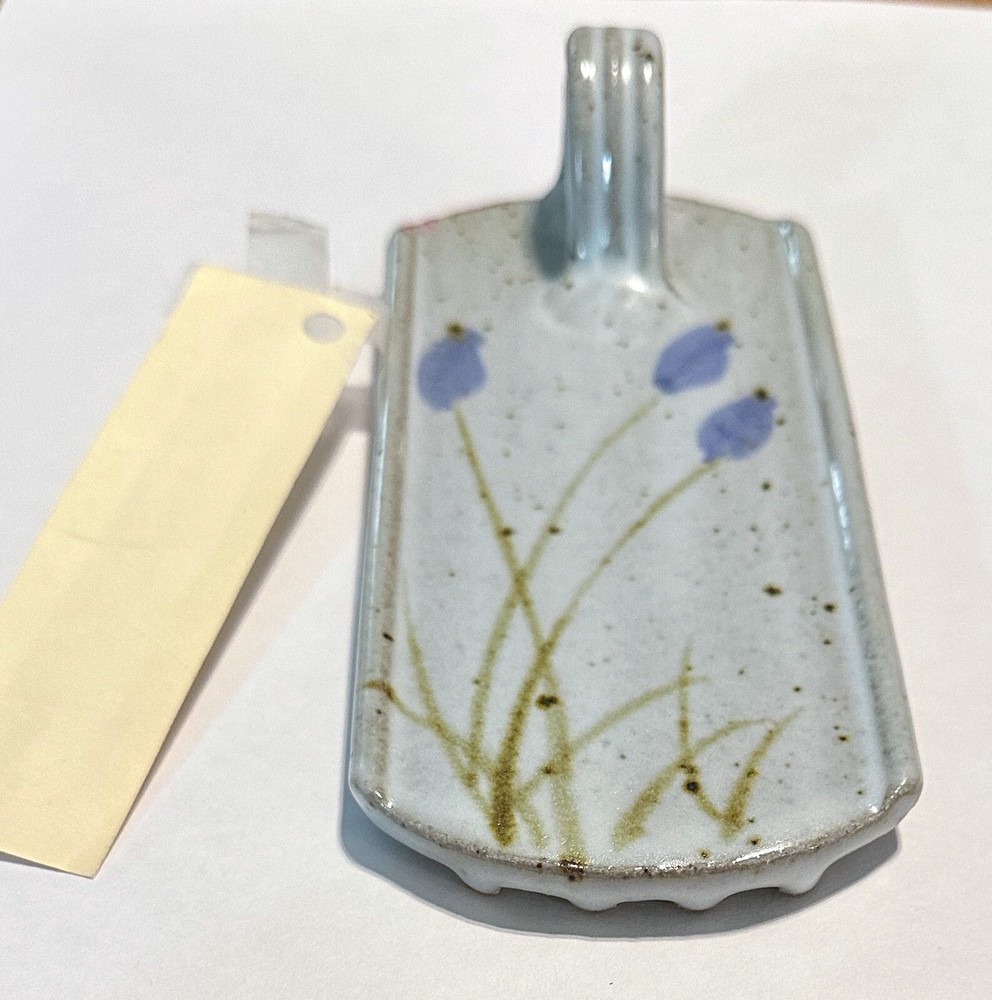 McElroy Pottery Studio Stoneware Butter Tray w Handle Signed Tag 6.5” Primitive
