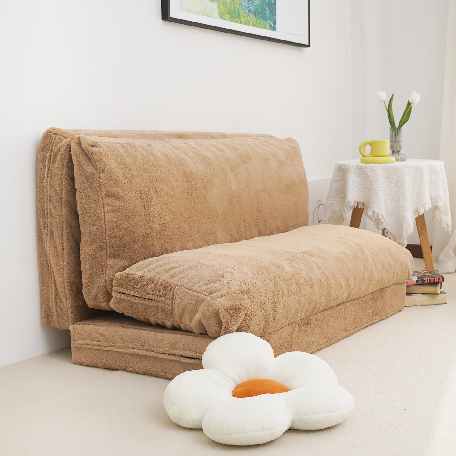 N&V Foam Foldable Sofa, Foam Filling Folding Sofa Bed, Bean Bag Floor Bed Sofa