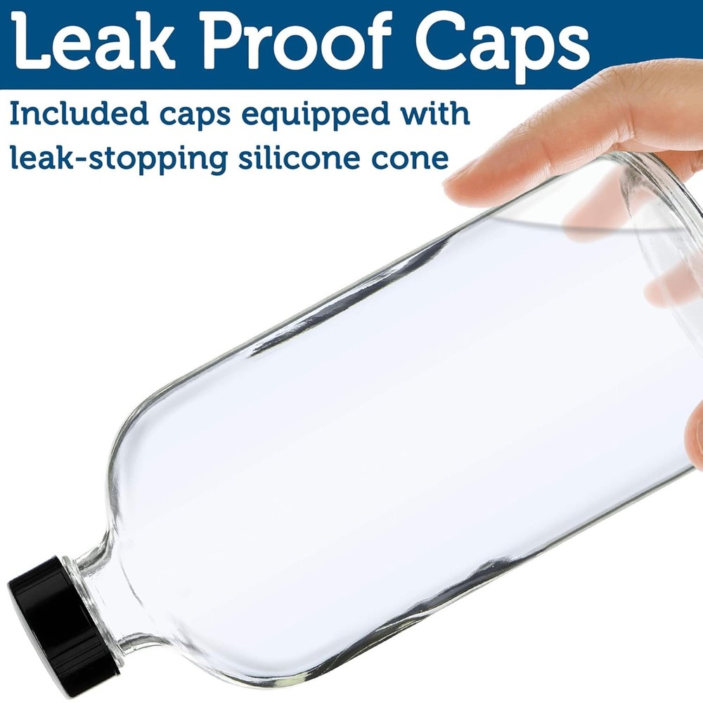 Empty Clear Glass Spray Bottles - Refillable 16 oz Containers for Essential O...