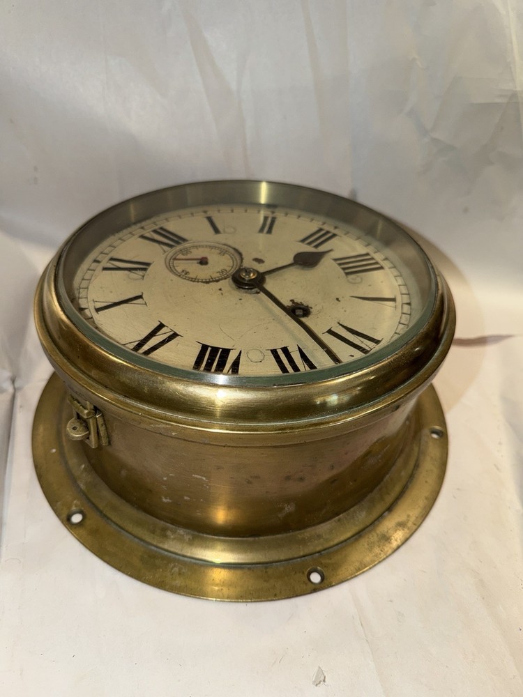 Huge Antique Brass English Ships Clock