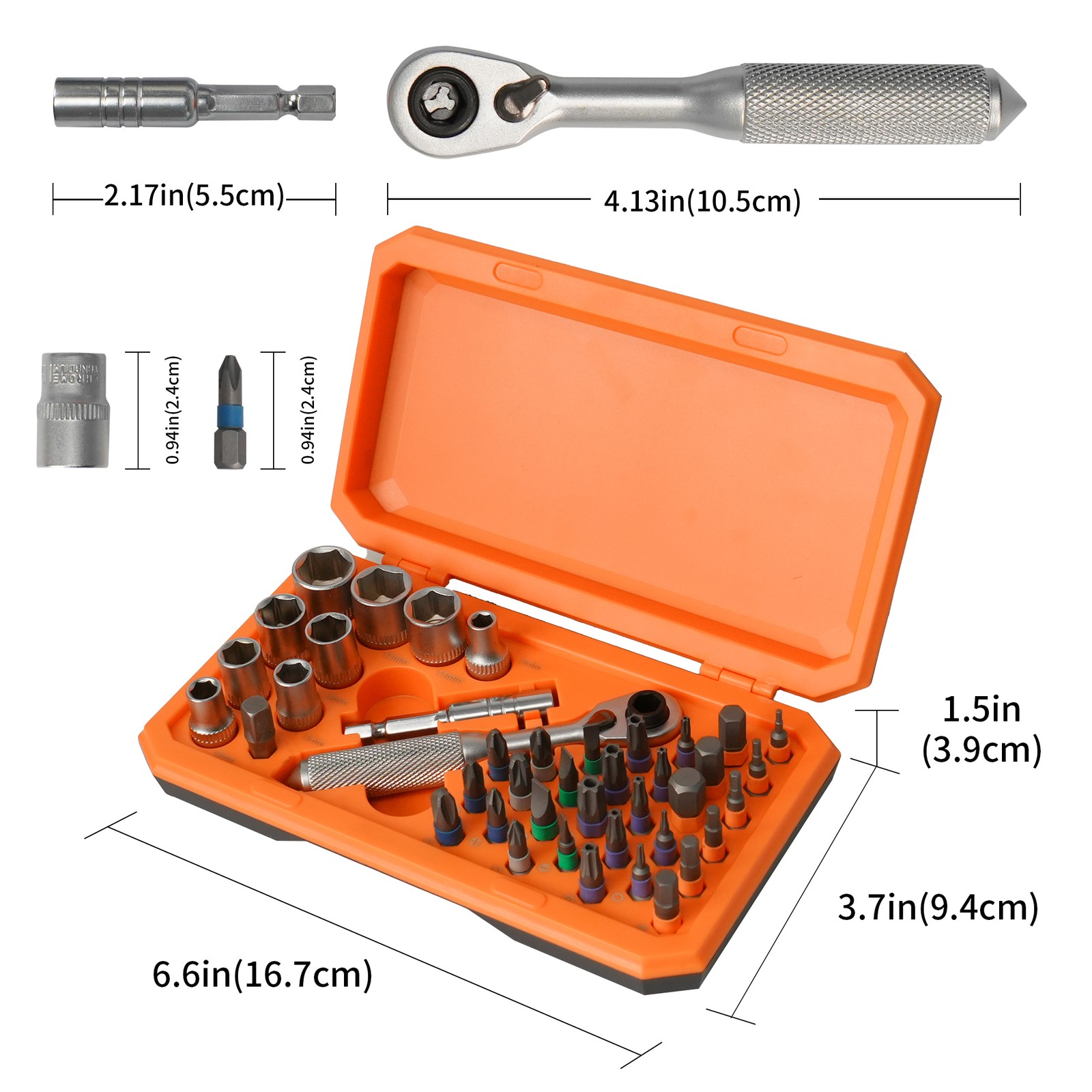 42piece Precision Ratchet Screwdriver Set Repair Tool Kit Torque Wrench Sockets