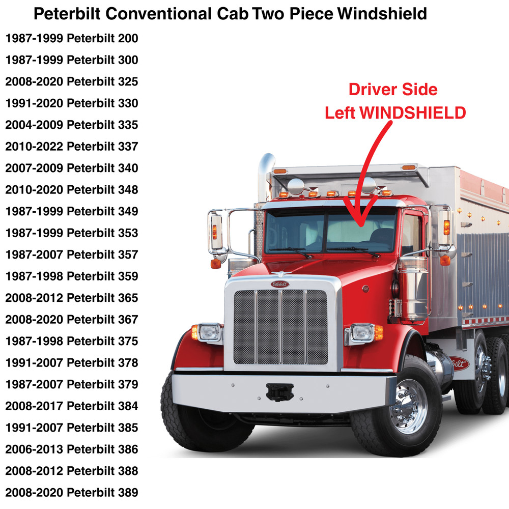 Fit Peterbilt 200 & 3-Series Driver Left Side Front Windshield Window Glass