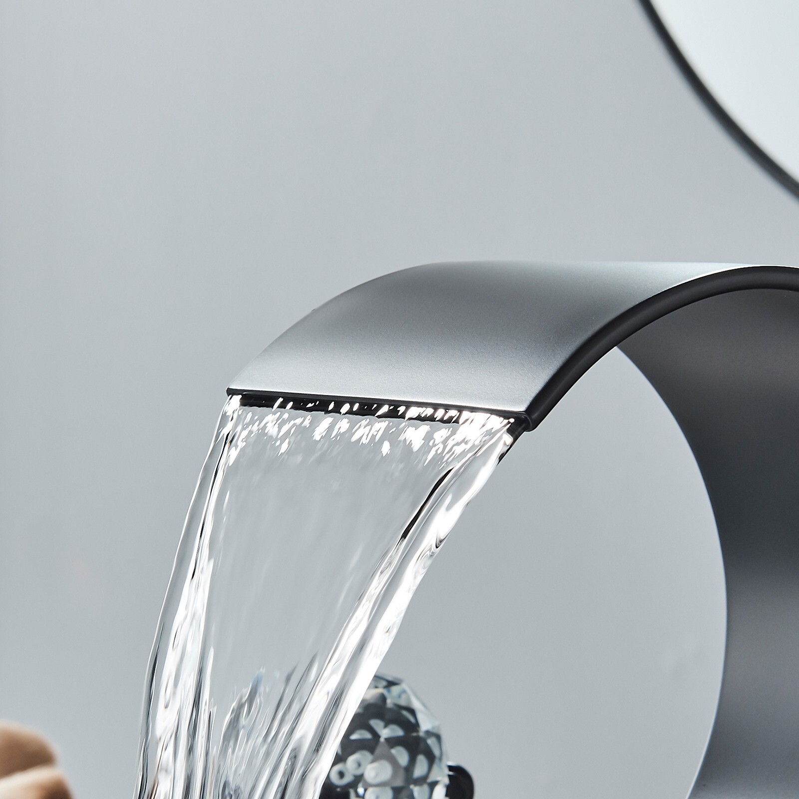 Matte Black 3 Holes Sink Faucet Waterfall Bathroom Basin Vanity Mixer 2 Handle