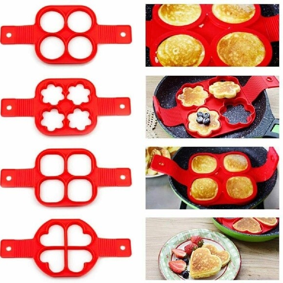 Silicone Mold Pancake/ Egg Maker Nonstick HEART FLOWER SQUARE