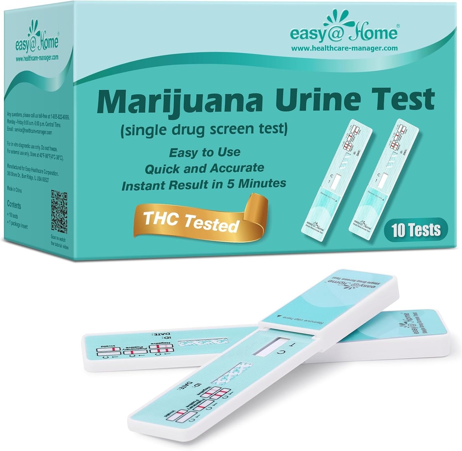 Easy@Home Single Drug Screen Test (Cannabinoids Urine Test) - THC 10 Pack
