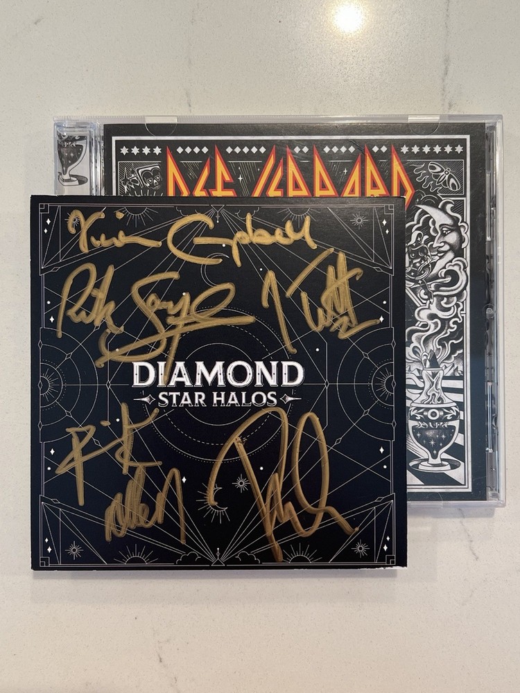 DEF LEPPARD COA SIGNED DIAMOND STAR HALOS CD W/ AUTOGRAPHED SIGNED INSERT ACOA 1