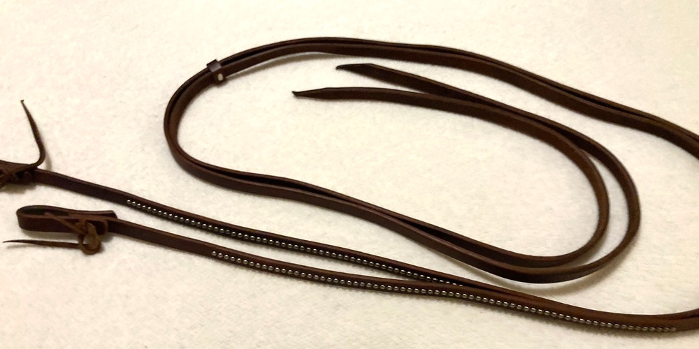 Weaver Harness Leather Split Reins with Silver Studs and Waterloops- Long 8'3"