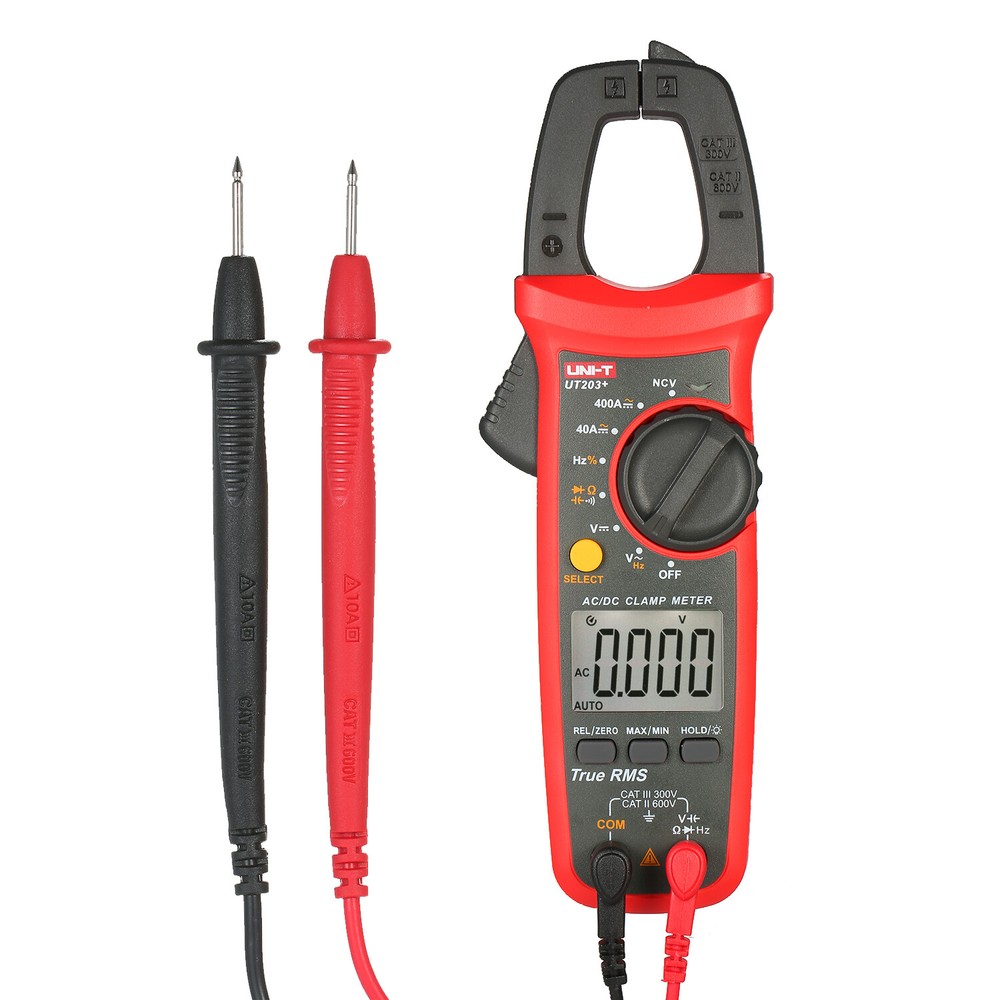 UNI-T UT203 Digital Clamp meter Auto Range DMM 400A Ohm AC DC Volt Amp Data hold