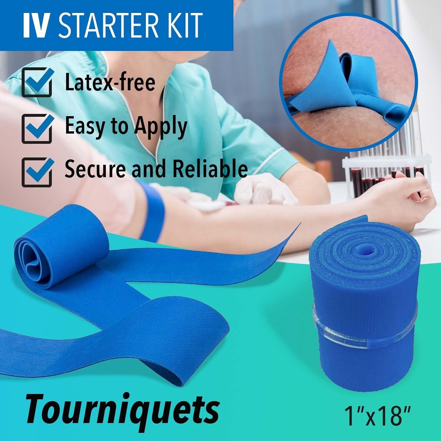 IV Starter Kit with Gauze/Chlorascrub Swab LF Posi-Guard Latex-Free Tourniquets