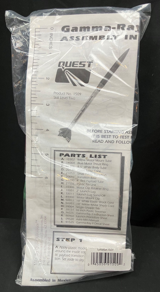 Quest Gamma Ray Payloader - Unique Parts useful for scratch scale models -Sealed