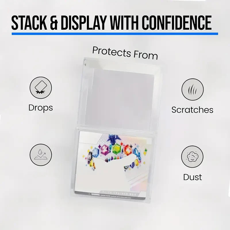 Acrylic stackable display box suitable for elite trainers, compatible with ETB h