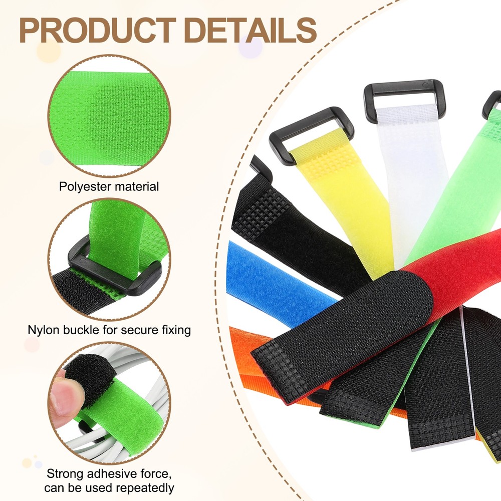 10pcs Reusable Cinch Straps 0.8"x12" Hook and Loop Cable Securing Straps, Green