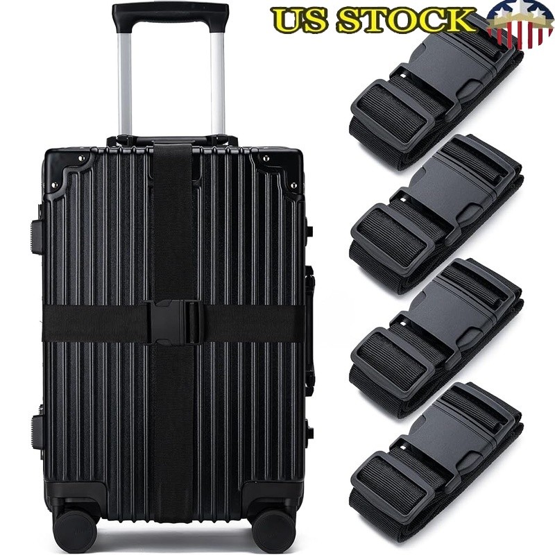 Durable Luggage Straps Travel Essentials Adjustable Baggage Security 4 PCS Set