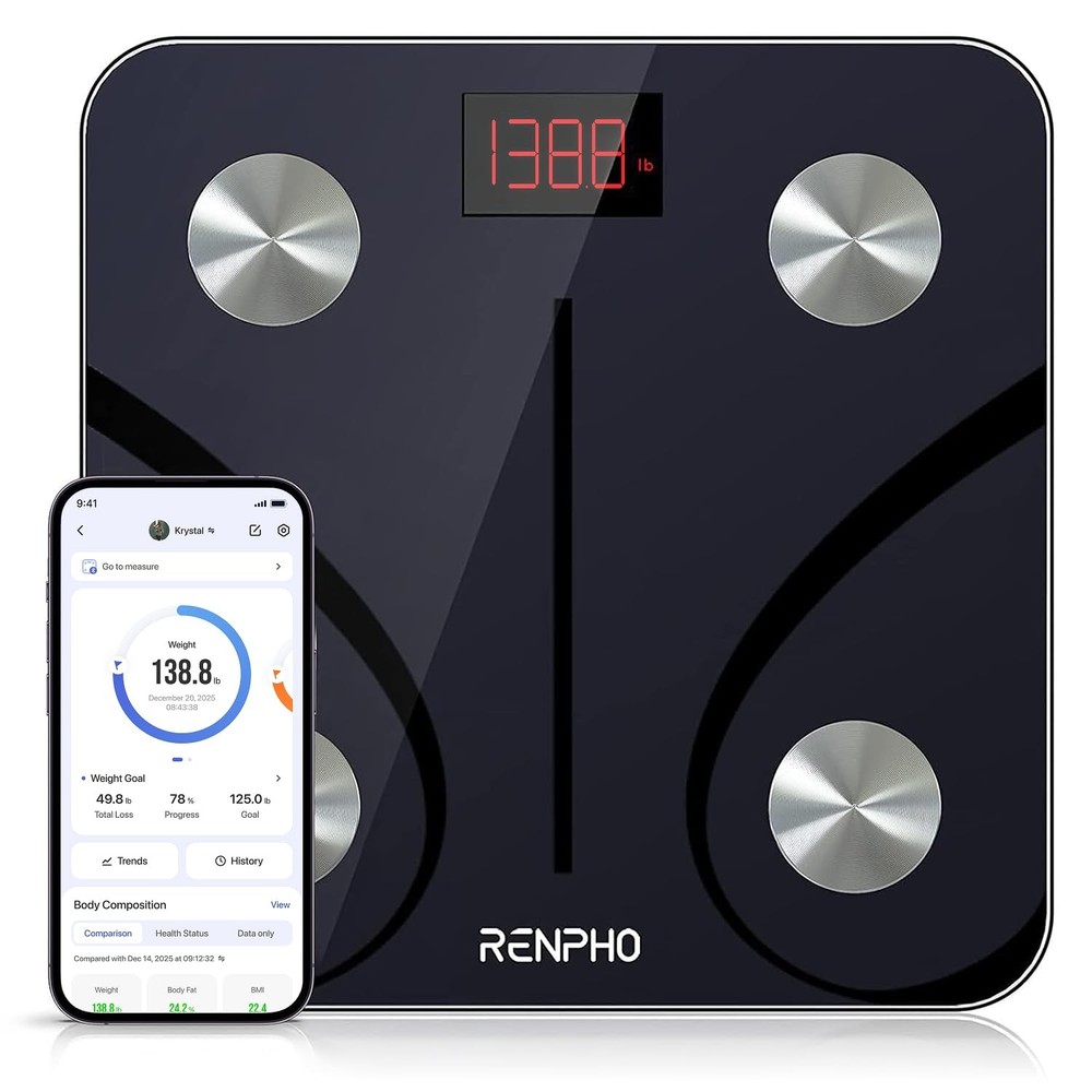 RENPHO Bluetooth Body Fat Scale, Smart BMI  Body Composition Scale, App, 396 lb