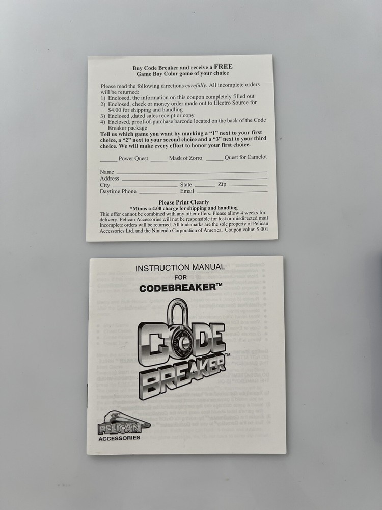 Code Breaker Cheat Code Cartridge for Nintendo Game Boy Color & Pocket - Pelican