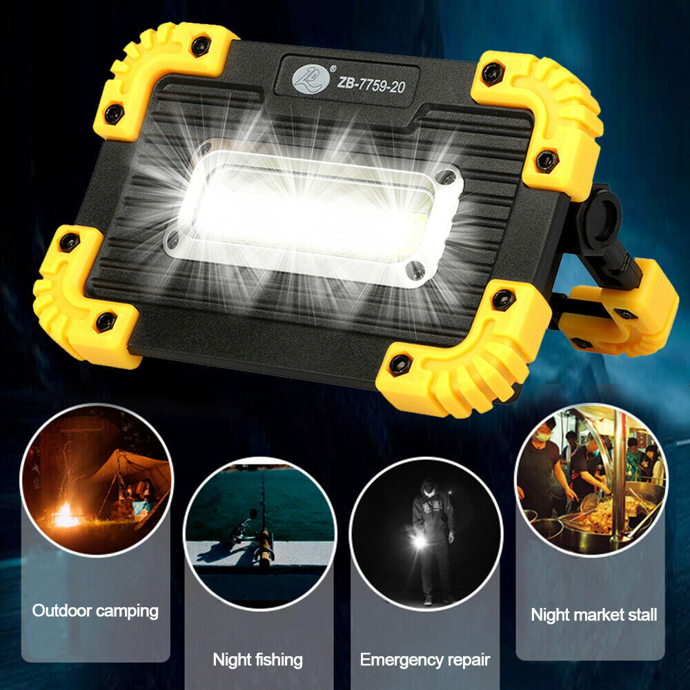 2X COB LED Work Light USB Rechargeable Flashlight Camping Emergency Lamp Torch
