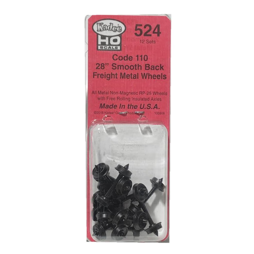 Kadee #524 28" Diameter Smooth Back Metal Code 110 Wheels (12) HO Scale