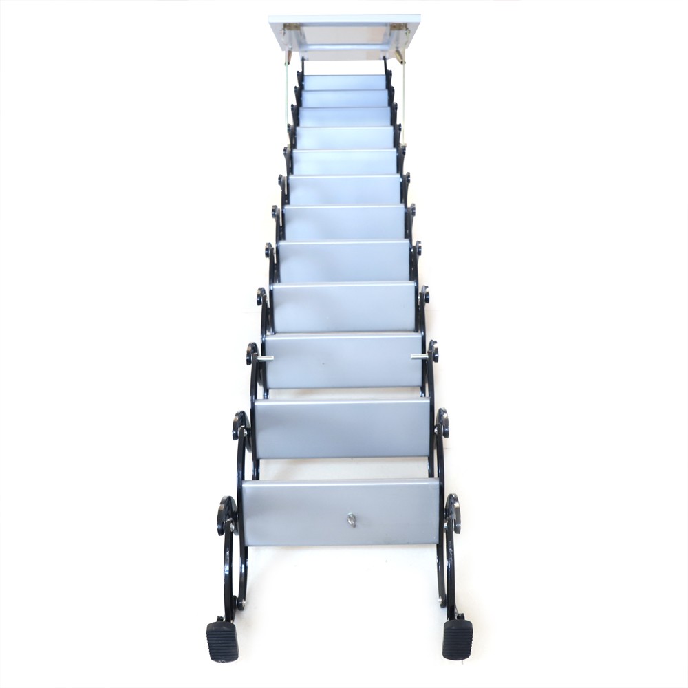 Attic Loft Pull Down Ladder 12Step Wall Mounted Folding Loft Ladder Stairs