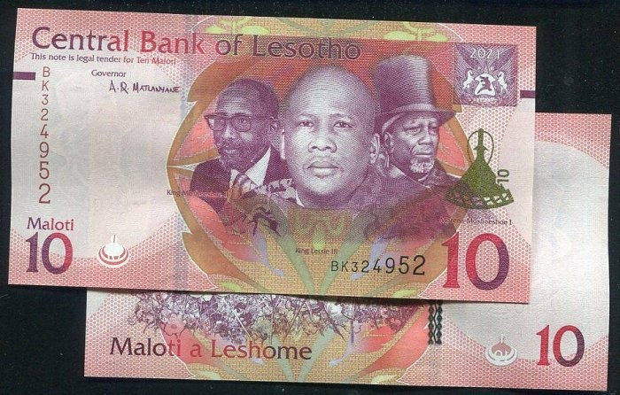Lesotho  P21c,10 Maloti  2021   UNC