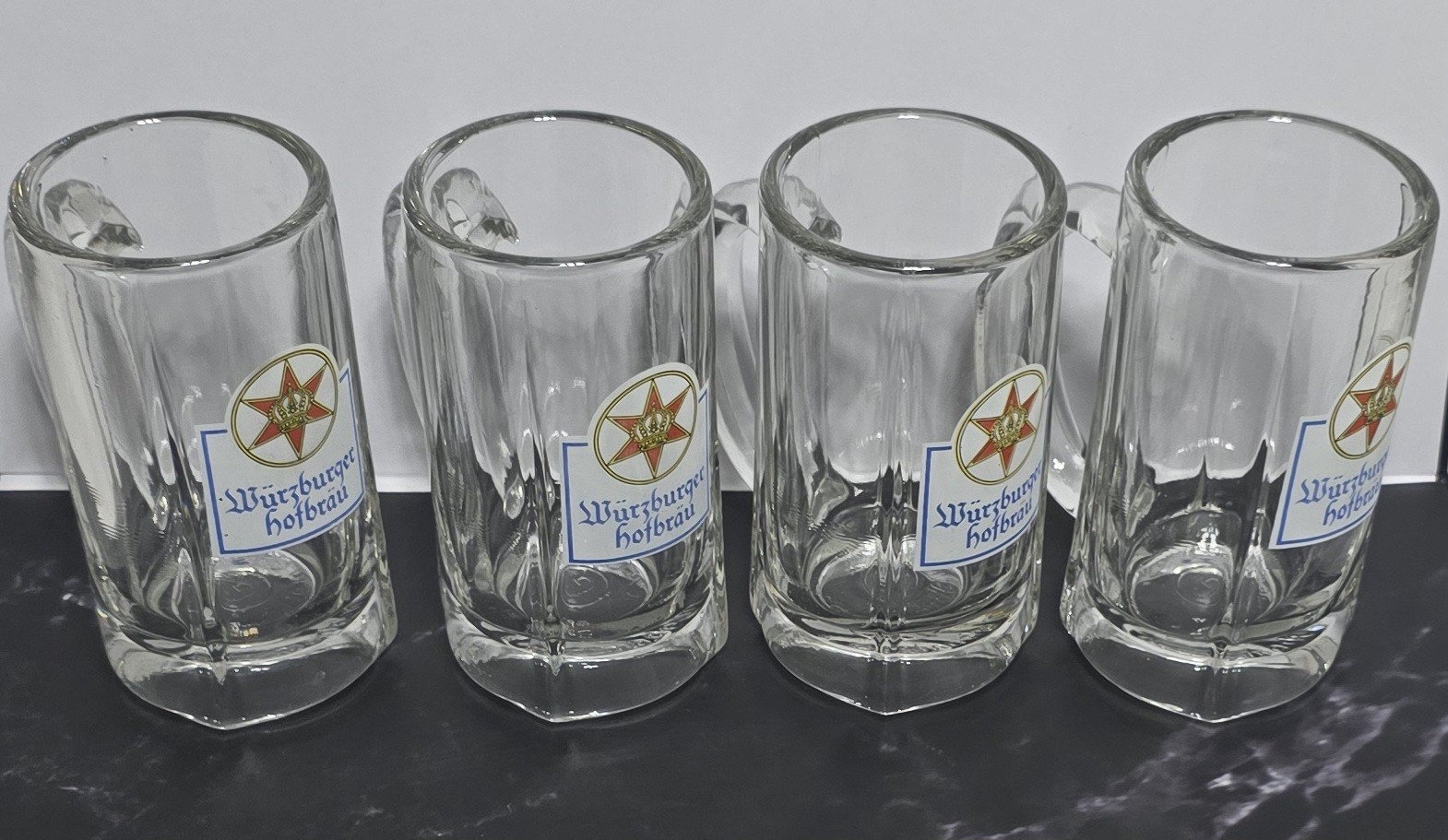 4 Vintage Collectable Wurzburger Hofbrau Bavarian Pilsner Beer Glass Stein Mug