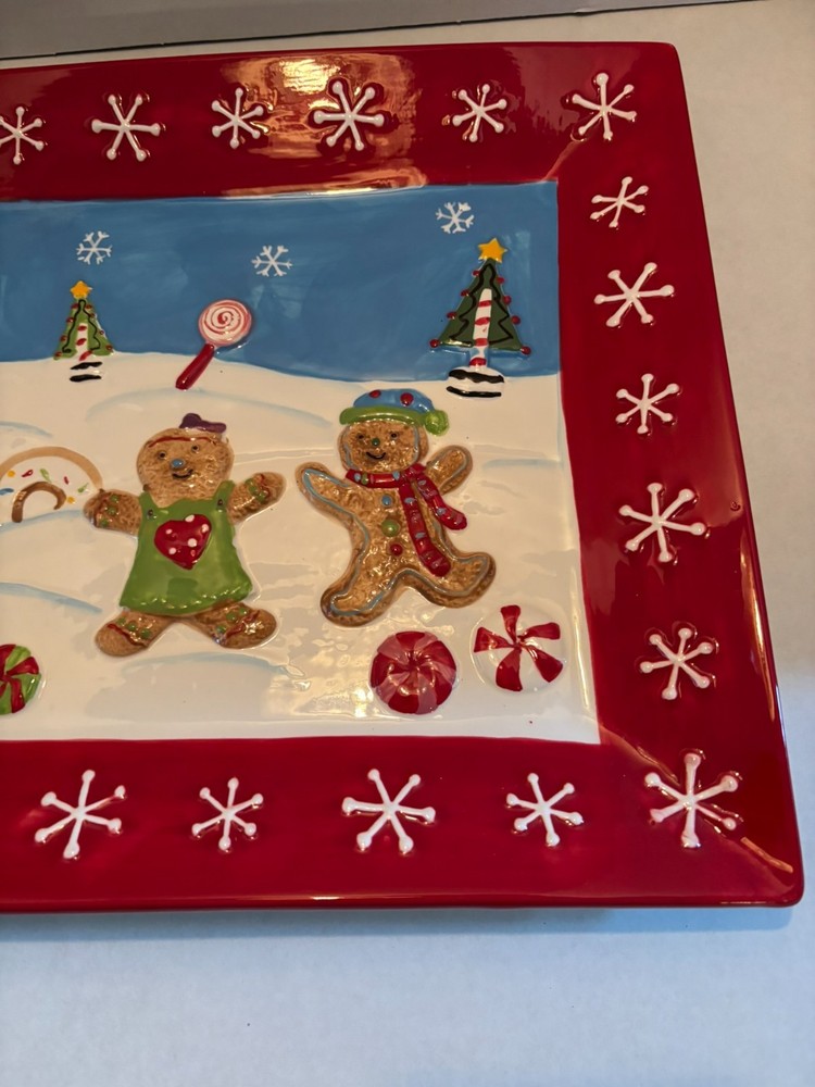 St. Nicholas Square "Sugar and Spice" Serving Tray Ceramic Rectangle 16.5 inches