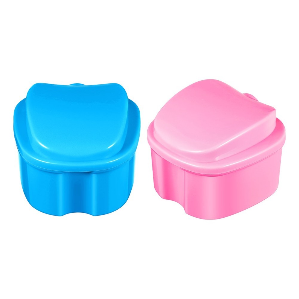 2 Pcs Teeth Box Set Travel Storage Container for Dentures Containers
