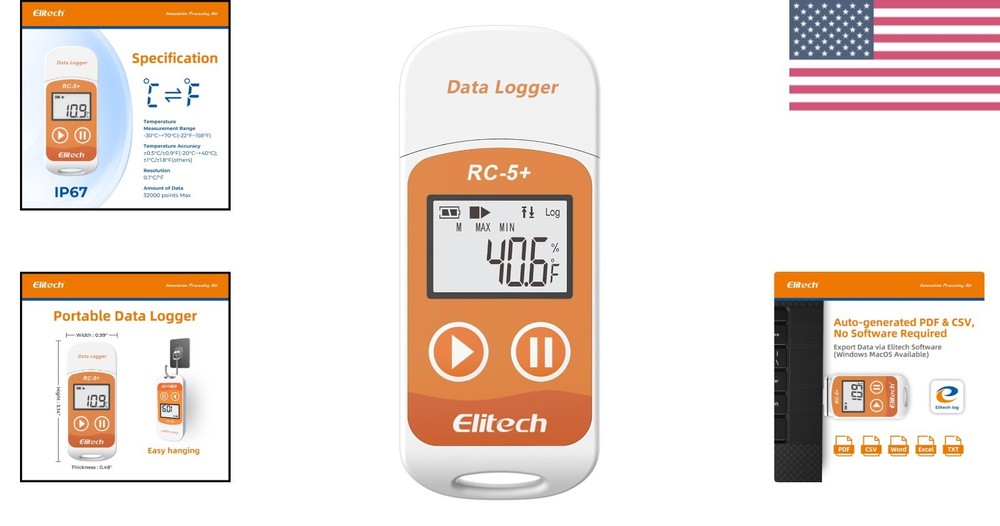 High Accuracy USB Temperature Data Logger with Auto PDF Reports - 32000 Points