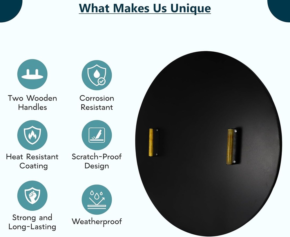 FEBTECH 35" Fire Pit Cover Round - Recommended for 34.5" Smokeless Fire Pit