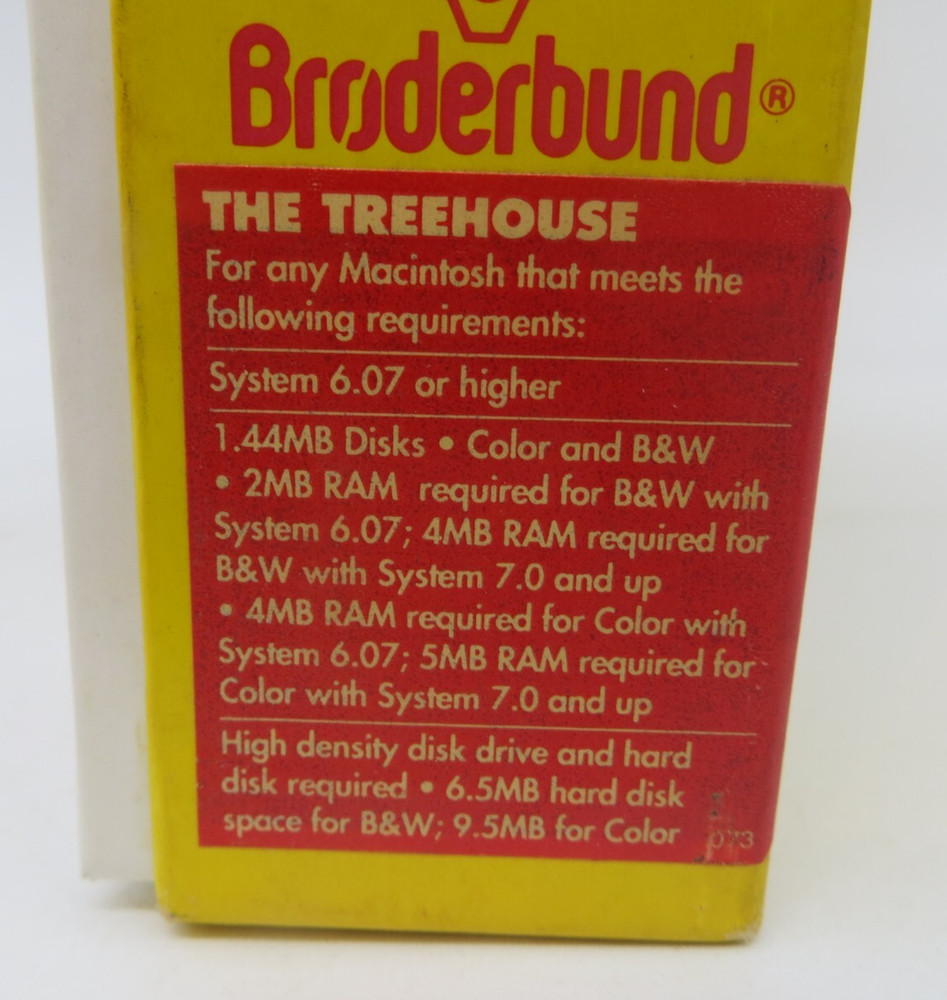 THE TREEHOUSE (MAC, 3.5" Floppy Disk) Broderbund 1992 Computer Software Big Box