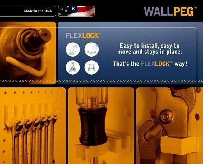 WallPeg 43 pc Peg Hook Kit & Plastic Bins - Pegboard Assortment Organizer 43YB