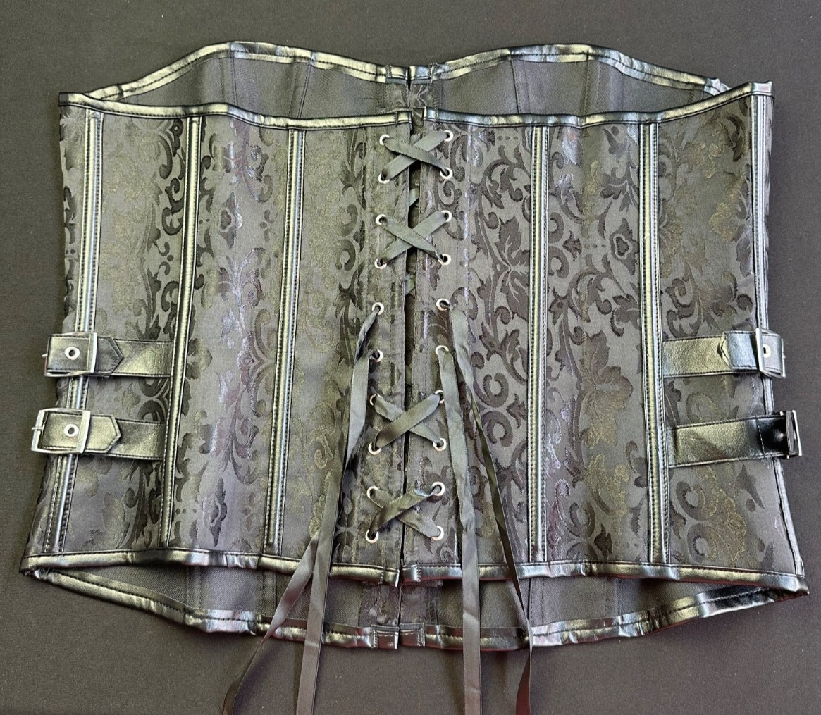 Black Lace Corset Top XXL LaceUp Whimsigoth Renaissance Vamp Witchy Bustier Goth