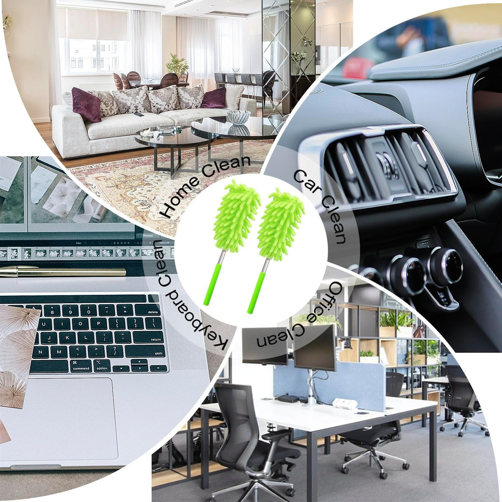 2 Pack Extendable Microfiber Feather Duster for Cleaning, Washable Dusters, up t