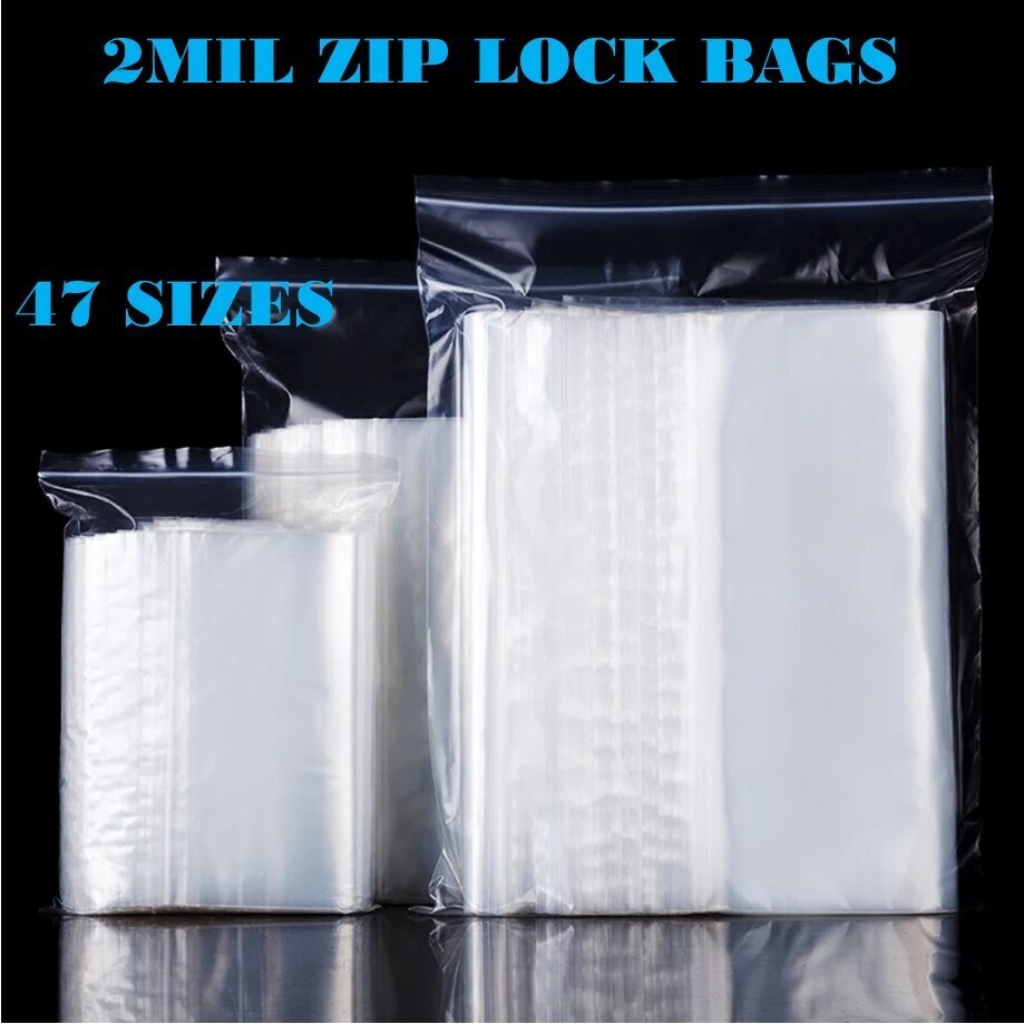 Clear Zip Seal Plastic Bags Jewelry Zipper Top Lock Reclosable Baggies 2 Mil 2ML