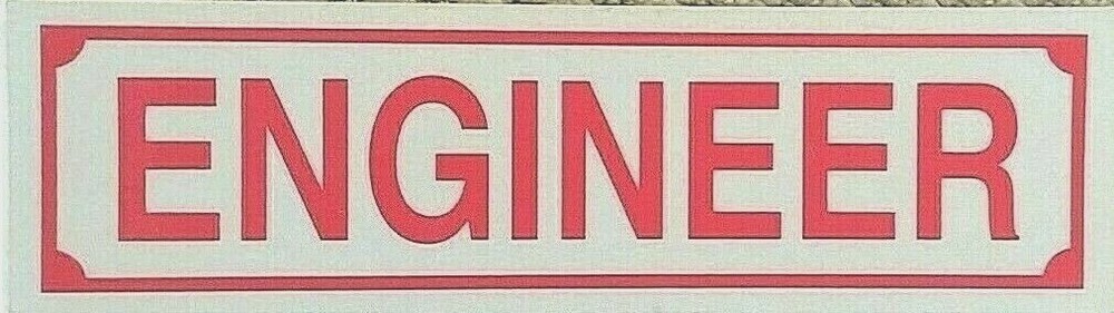 FIRE ENGINEER Highly Reflective Decal - 1 1/4" x 4 1/4" - ENGINEER Decal