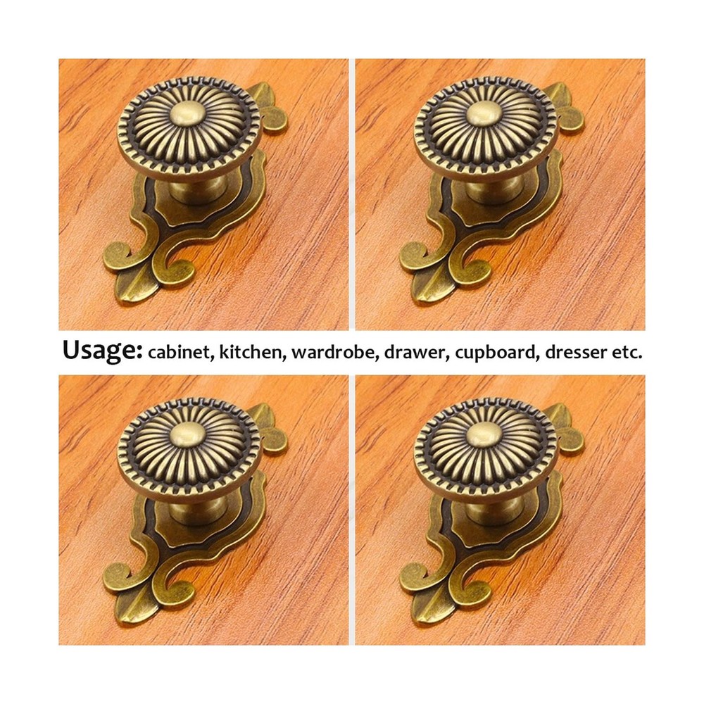 Brass Cabinet Knobs, Vintage Retro Mushroom Drawer Knobs with Backplate, Dres...