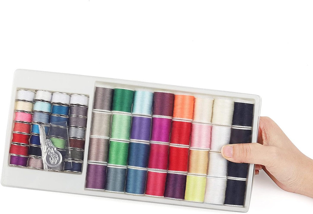NEX 60 Pcs Bobbins Sewing Thread Kit, Polyester Mini Bobbins and Thread Spools f