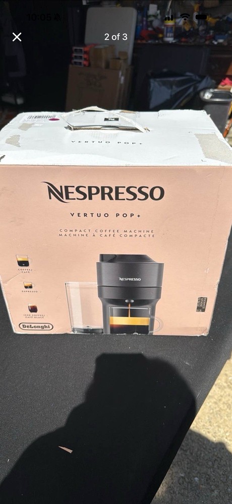 Nespresso Vertuo Pop+ Capsule Coffee Machine Black One Button Convenience