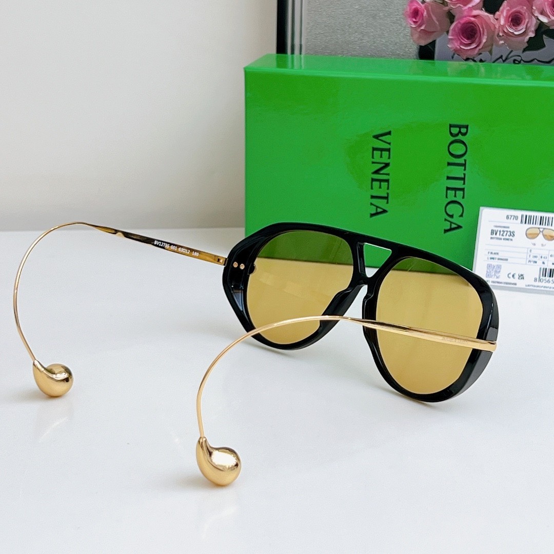 New Bottega Veneta BV1273 Women's Sunglasses Black Frame Yellow Lens Gift Box