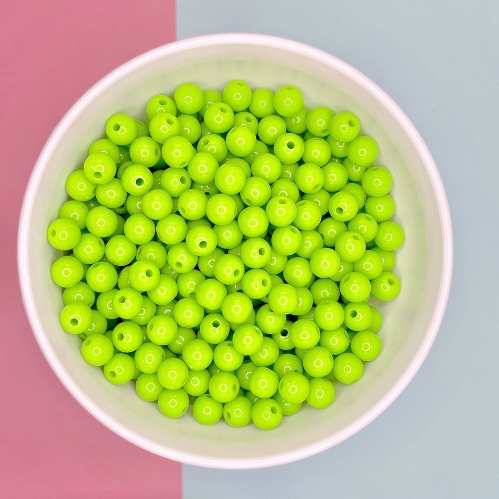 6MM/8MM Grass Green Solid Colored Acrylic Round Ball Beads