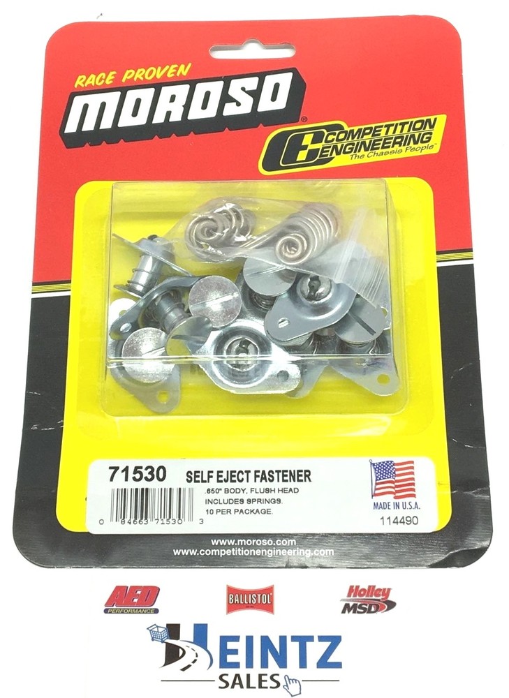 Moroso 71530 Self Eject Fastener, .65" Body, Flush Head Includes Springs, 10/pkg