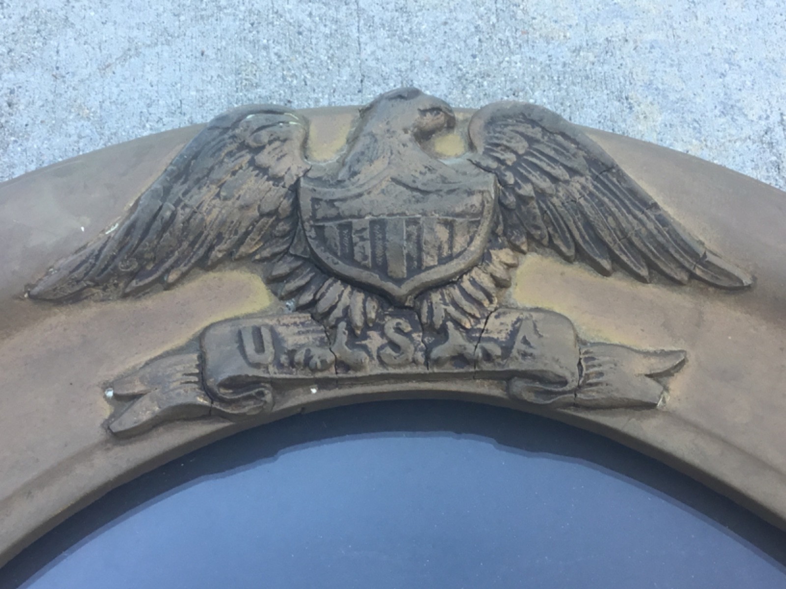 Vtg WW1 Convex Glass Soldier Military Portrait US Army Oval Framed Wall Hanging