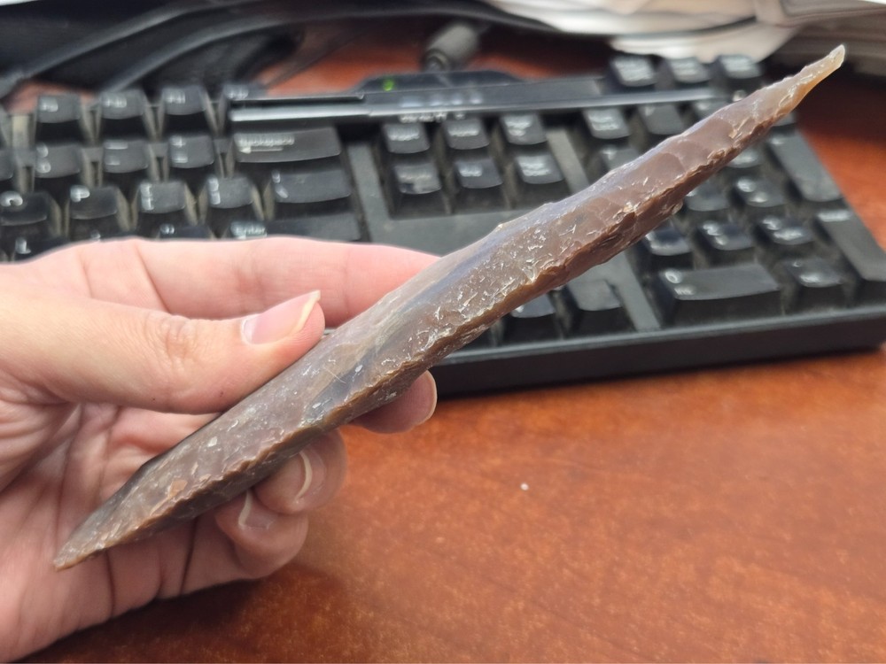 AGATE STONE SPEARHEAD ARROWHEAD POINT MEDIEVAL 6" - 6 1/2"