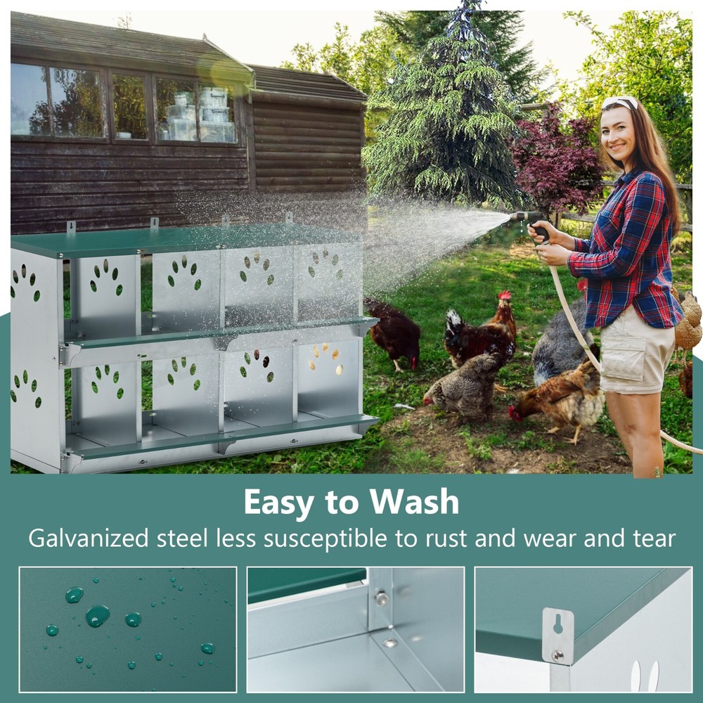 3/ 8 Compartment Chicken Nesting Boxes,For Laying Eggs, Metal Poultry Nest Box